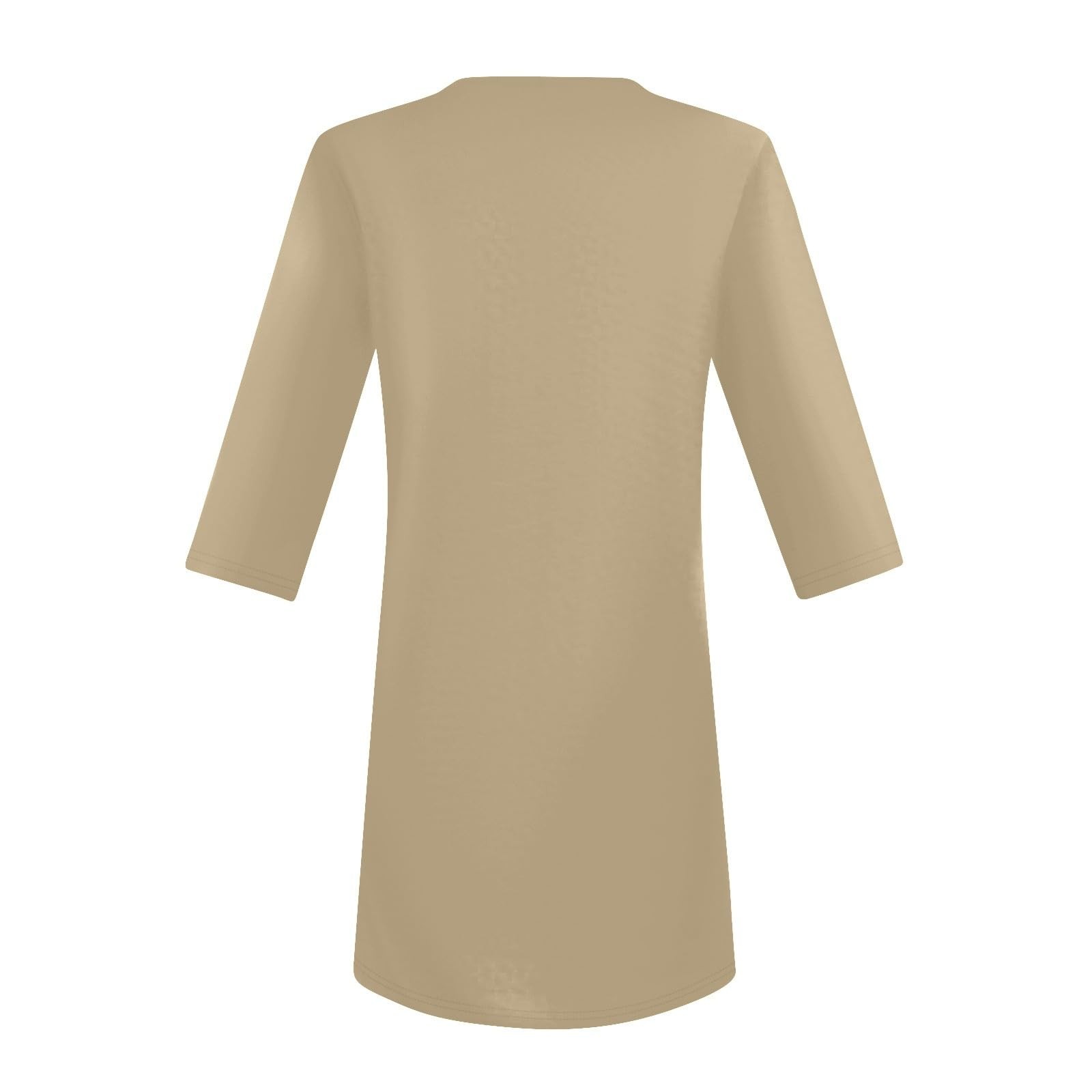 thumbnail image 5 of Camiseta holgada de cuello en V y manga 7/8 para mujer: mangas 7/8 de moda, corte relajado, tejido transpirable, 5 of 5